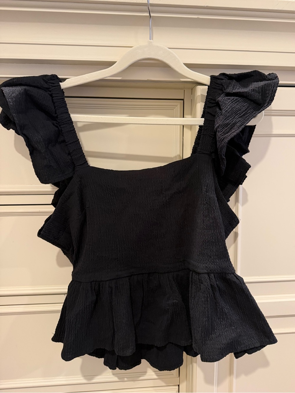 Altar'd State Black Ruffled Square-Neck Top